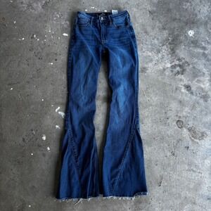 Hollister High Rise Vintage‎ Flare Jeans Womens W24 L31 Dark Wash Denim